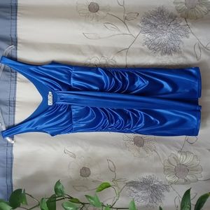 Blue satin party dress S